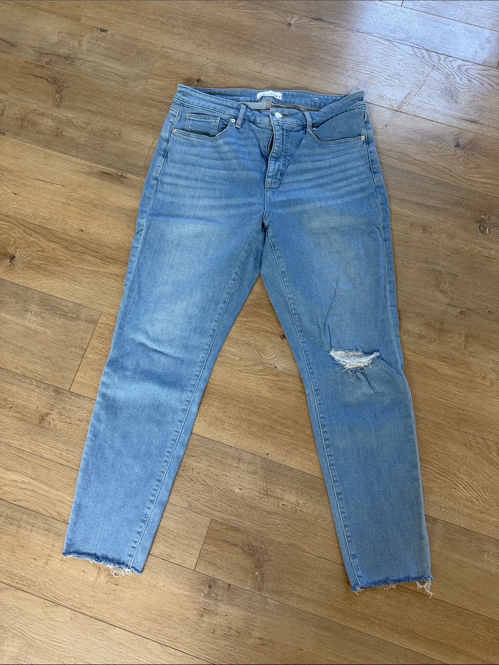 LOFT Light Blue Boyfriend Jeans with Knee Distress